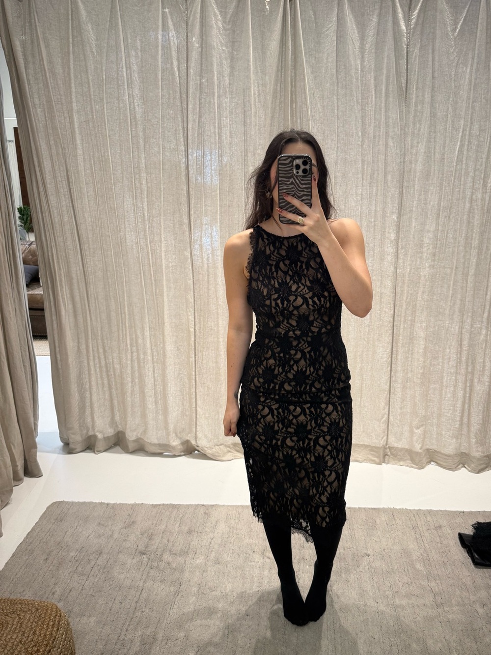 Grace Loves Lace- Cruz Black French Lace Midi Dress